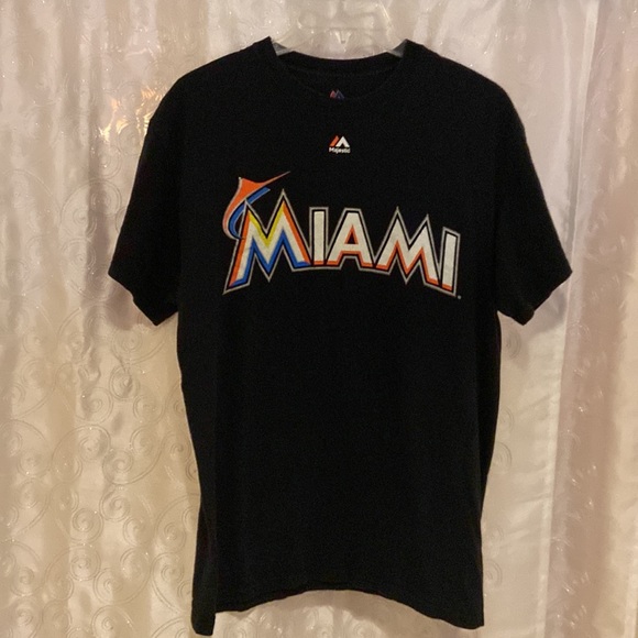 Majestic Miami Marlins Giancarlo Stanton Jersey T-Shirt Mens Size Medium 🔥 - Picture 3 of 5